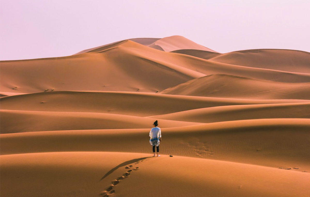Erg Chigaga dunes Morocco yoga retreat landscape Sahara